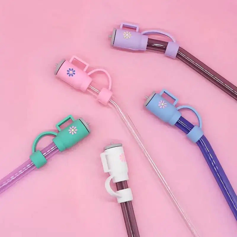 Cute silicone straw toppers that keep your drink dust-free, spill-proof & fun! Available in 1–6 pcs sets.