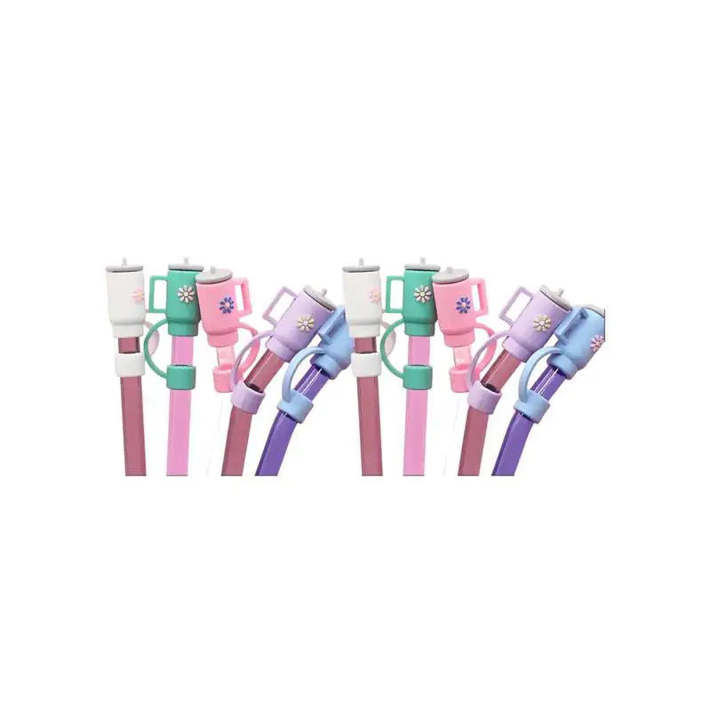 Cute silicone straw toppers that keep your drink dust-free, spill-proof & fun! Available in 1–6 pcs sets.